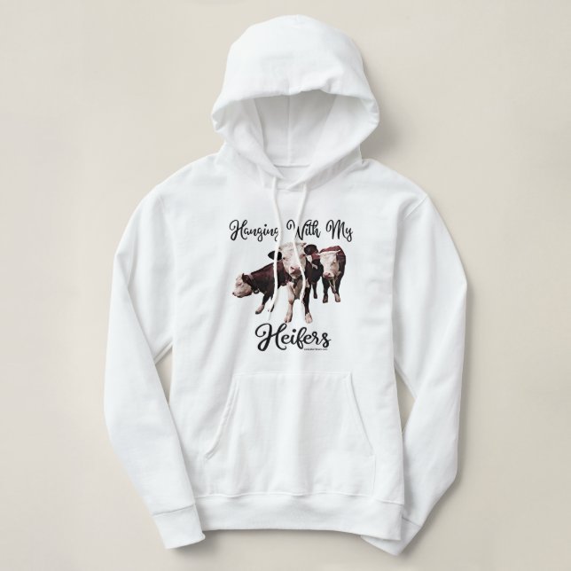 Pull À Capuche Accroché à mes génisses. Vache. Bull Cowpens SC Mi (Design devant)