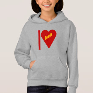Pull à capuche acier filles  I LOVE TENNIS