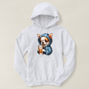 Pull À Capuche Adorable Chihuahua Boire du café de la Coupe