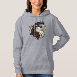 Pull À Capuche Aigle Patriotique Mullet Gravure Vintage Vecteur D