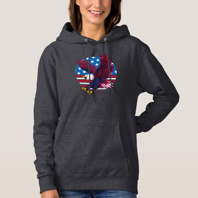 Pull À Capuche Aigle volant et drapeau américain (Devant)