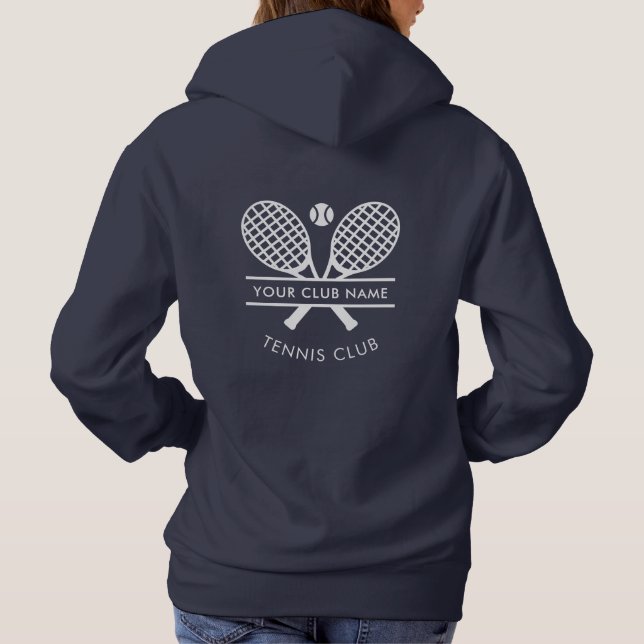 Pull À Capuche Ajouter Votre Nom Club Tennis Logo Marine Blue Cus (Dos)