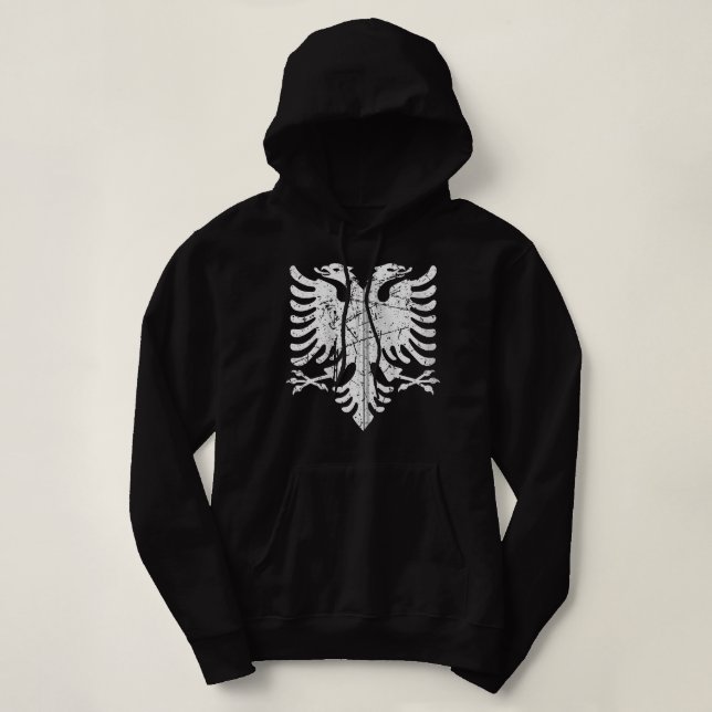 Pull À Capuche Albanie Drapeau Aigle Albanie Kosovo Design Zip Ho (Design devant)