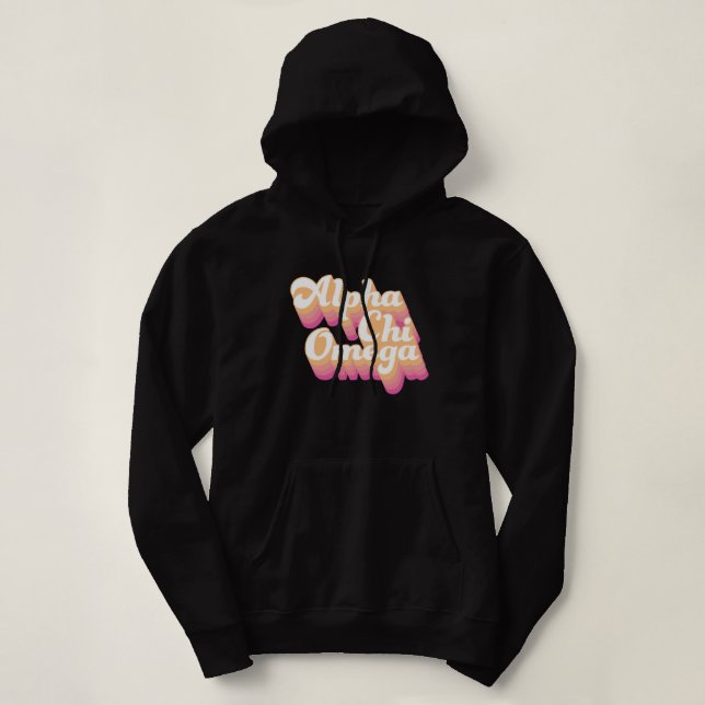 Pull À Capuche Alpha Chi Omega | Écriture Groovy (Design devant)
