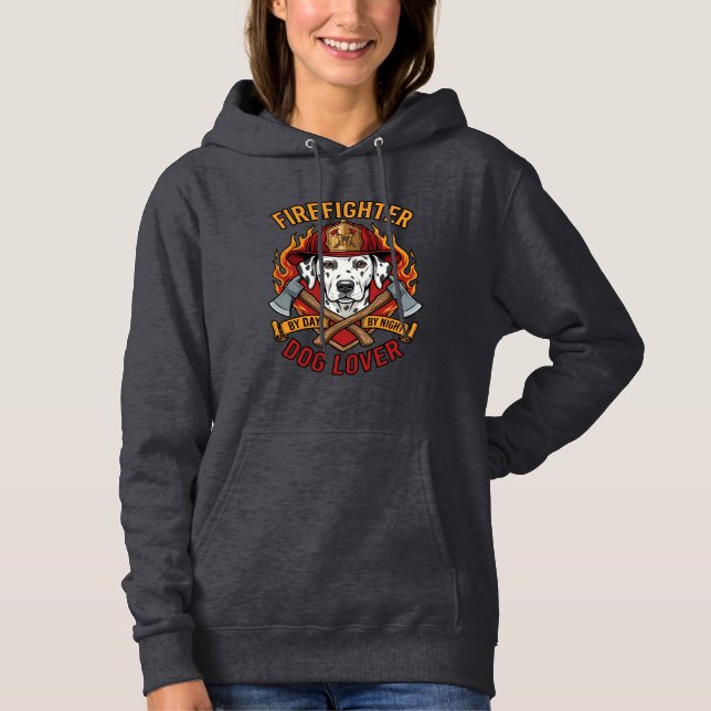 Pull À Capuche Amant de chien pompier Dalmatien Casque de pompier (Devant)