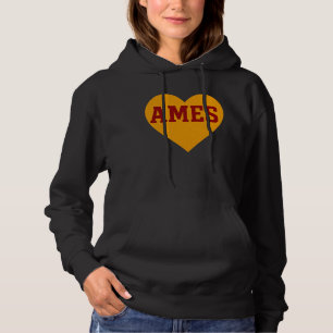 Pull À Capuche Ames Iowa Coeur Design Gold & Red College Town