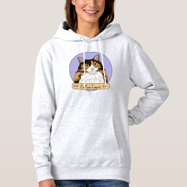 Pull À Capuche Amoureux des chats Calico (Devant)
