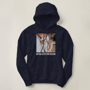 Pull À Capuche Amoureux des chats Navy Blue White Citation Photo 