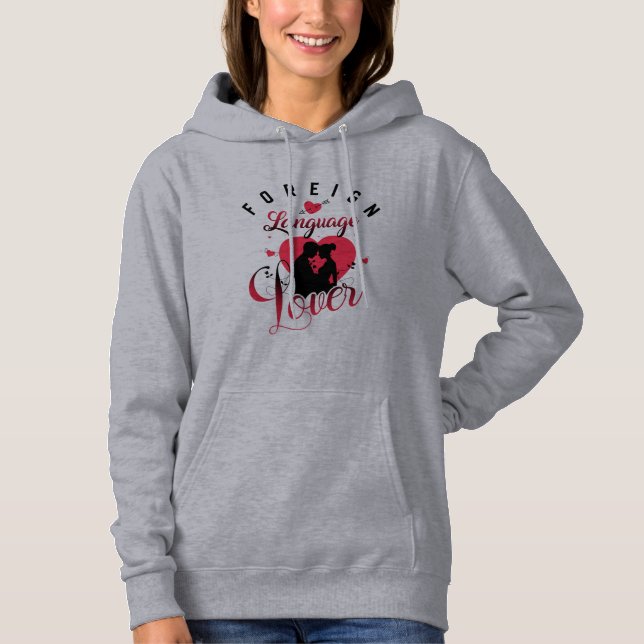 Pull À Capuche Amoureux des langues étrangères (Devant)