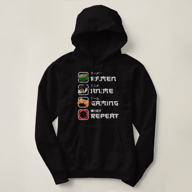 Pull À Capuche Amusant Japonais Manga Anime Jeu Anime Ramen Jeu (Design devant)