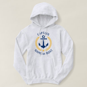 Pull À Capuche Ancre Capitaine ou nom de bateau Gold Laurel Pull