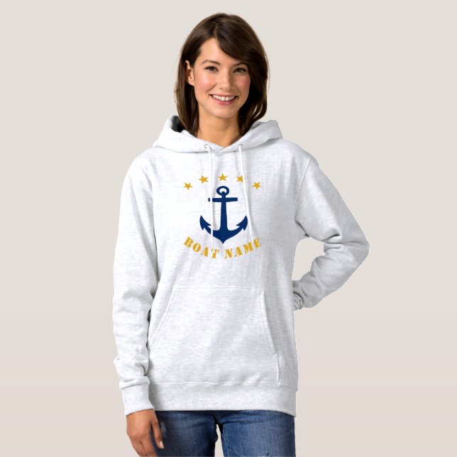 Pull À Capuche Ancre classique Gold Star Nom du bateau Blanc (Devant entier)