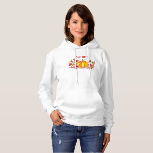 Pull À Capuche Aquarelle Automne Citrouille Feuille Floral