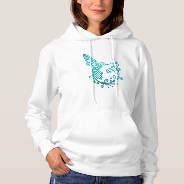 Pull À Capuche Aquarelle bleue Stylisée (Devant)
