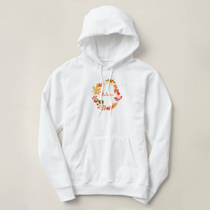 Pull À Capuche Aquarelle Floral Feuilles de Citrouille Automne d'