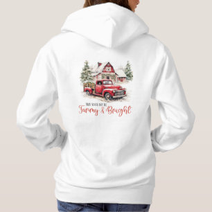Pull À Capuche Aquarelle Noël Vintage Camion et grange