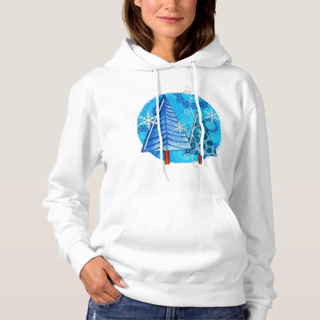 Pull À Capuche Arbre de Noël et bijoux à flocons de neige (Devant)