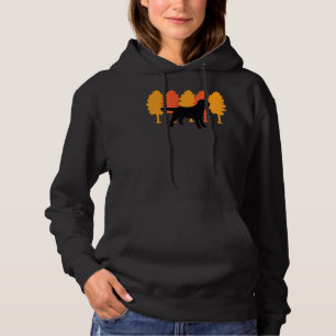 Pull À Capuche Arbres d'automne Noir Labrador Silhouette