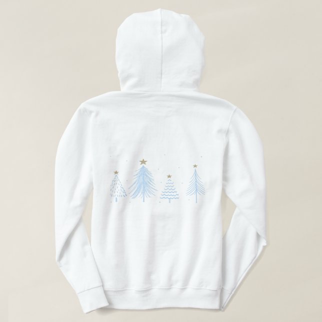 Pull À Capuche Arbres de Noël bleus (Design dos)