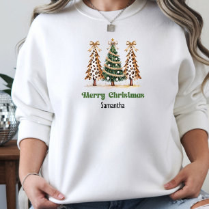 Pull À Capuche Arbres de Noël personnalisés doux Léopard cadeau 
