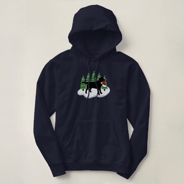 Pull À Capuche Arbres noirs d'arbre de Noël de Labrador (Design devant)