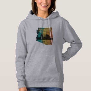 Pull À Capuche Arizona Sedona carte grand canyon paysage rétro