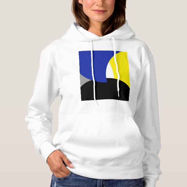 Pull À Capuche Art Abstrait bleu jaune (Devant)