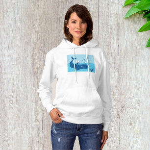 Pull À Capuche Baleine nautique et voilier mer bleue océan