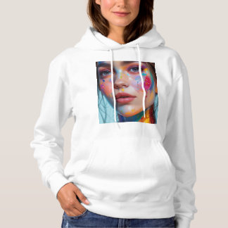 Pull À Capuche Basic hoodie with a colorful girl's face.