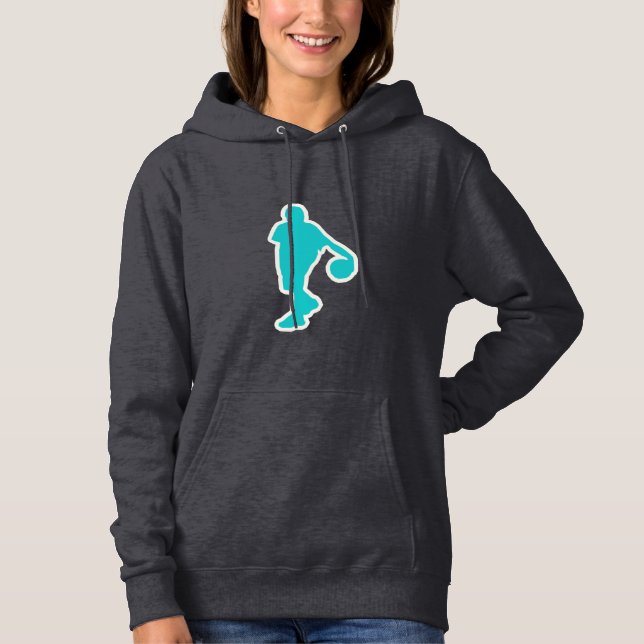 Pull À Capuche Basket-ball turquoise (Devant)