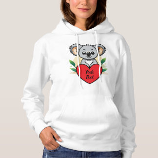Pull À Capuche Bébé Koala Ours Coeur avec votre message personnal