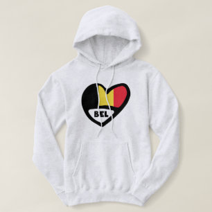Pull À Capuche Belgique Code Pays Drapeau Coeur BEL