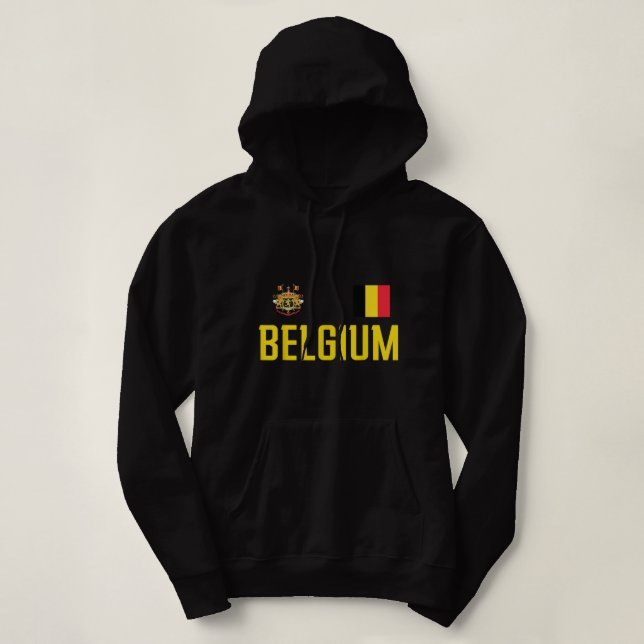 Pull À Capuche Belgique Drapeau Belgie Football Fan Hommes Femmes (Design devant)