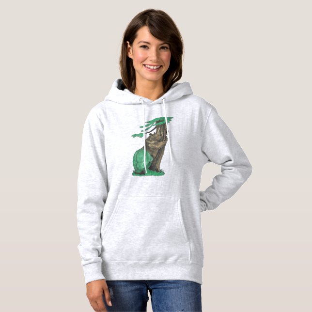 Pull À Capuche Belle Ours Arbre Accroché Avec Des Jambes Vertes F (Devant entier)
