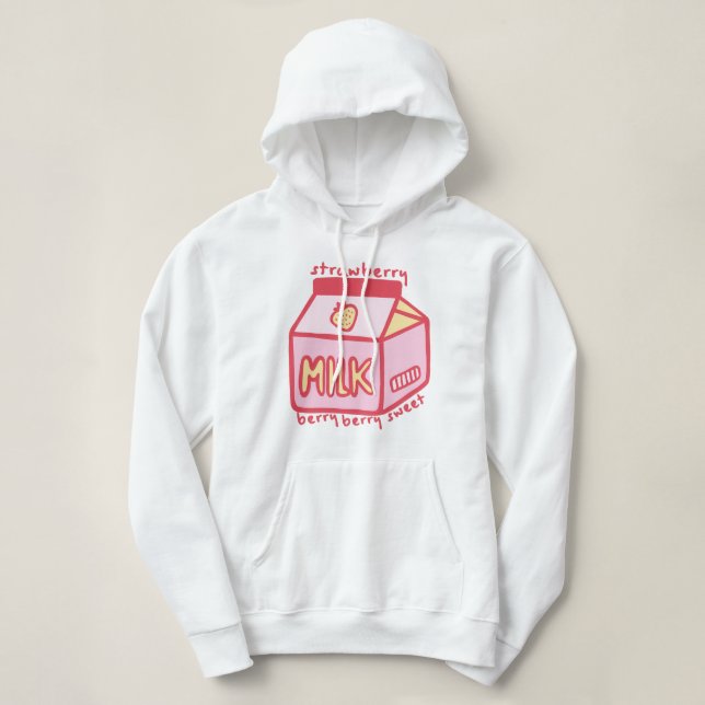 Pull À Capuche Berry Berry Sweet Strawberry Milk (Design devant)