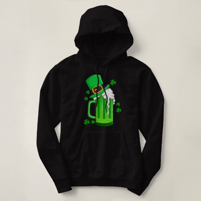 Pull À Capuche Bière verte irlandaise avec Casquette St. Patrick' (Design devant)