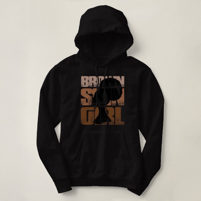 Pull À Capuche Black Melanin Queen Magie Brown fille de peau June (Design devant)