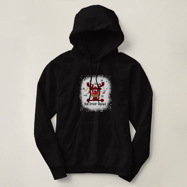 Pull À Capuche Bleached Bus Driver Squad Reindeer Funny Christmas (Design devant)