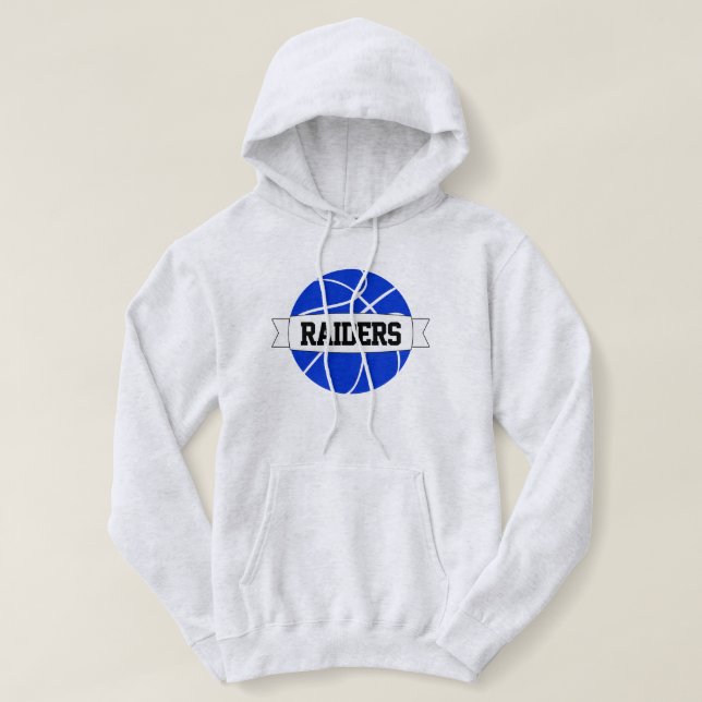 Pull À Capuche Blue Basketball Custom Team, Nom et numéro du joue (Design devant)