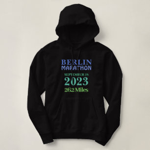 Pull À Capuche Blue Green Personnalisé Marathon Runner CustomText