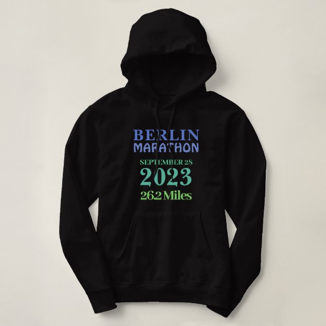 Pull À Capuche Blue Green Personnalisé Marathon Runner CustomText (Design devant)