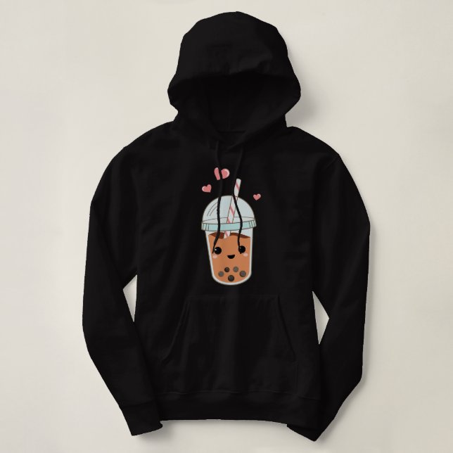 Pull À Capuche Boba Tea Buble Tea Kawaii Cute Thé Japonais Amateu (Design devant)
