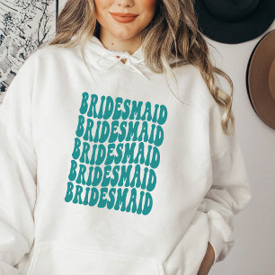 Pull À Capuche Bridesmaid Turquoise Personnalisé Correspondance M