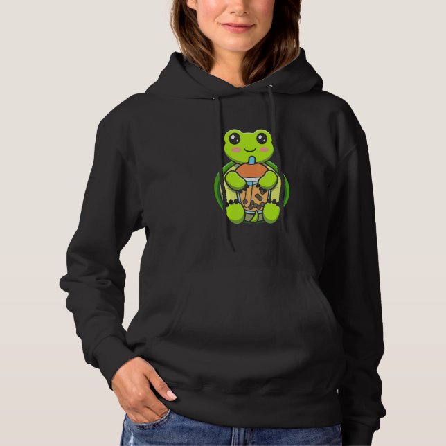 Pull À Capuche Bubble Milk Tea Turtle Cute Turtle Drinking Boba M (Devant)
