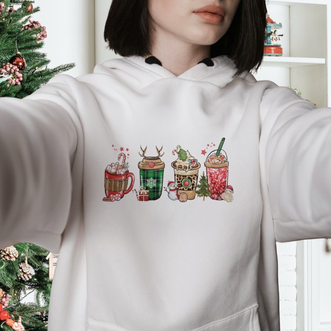 Pull À Capuche Café mignon Chocolat chaud Simple Noël Femmes (Créateur téléchargé)