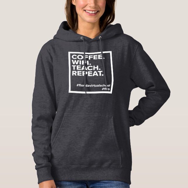 Pull À Capuche Café. WiFi. Enseigner. Répétez., Noir féminin (Devant)