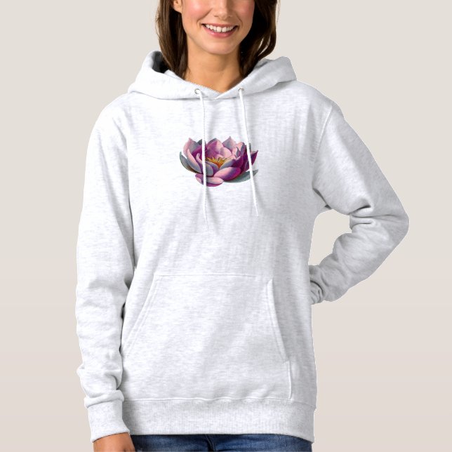 Pull À Capuche Calme l Belle Lotus Rose Fleur/Lys d'eau (Devant)