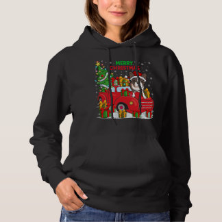 Pull À Capuche Camion rouge Xmas Tree - Éclairage Boston Terrier 