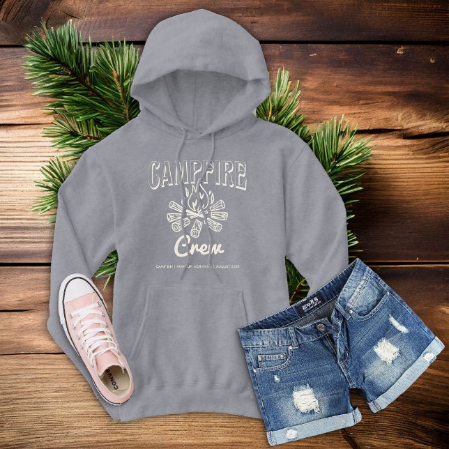 Pull À Capuche Camping Camping Camping Camping Bachelorette (camping bachelorette party bridesmaid crew shirt earth colors beige brown)