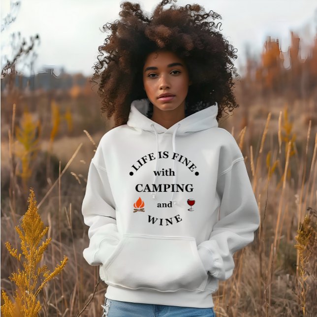 Pull À Capuche Camping de fond et les paroles de vin (Créateur téléchargé)